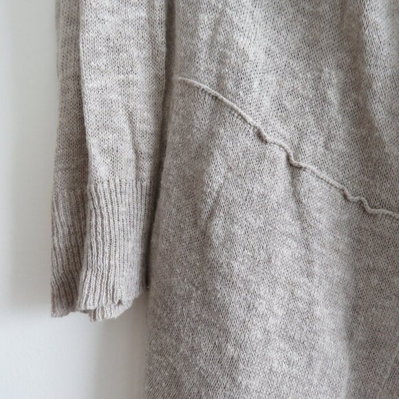 WHITE + WARREN Linen Knit Open Front Hooded Cardigan in Oatmeal Beachy Coastal - Picture 3 of 12